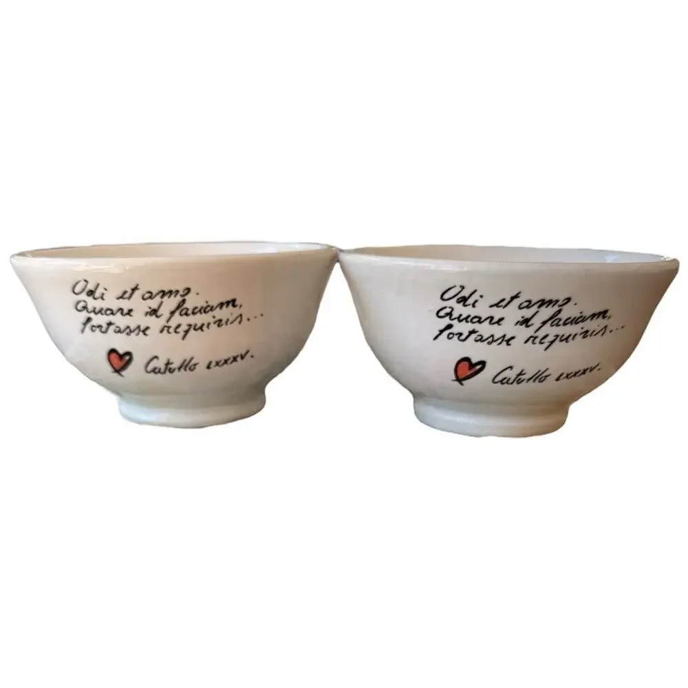 Quadrifoglio Ceramics Made in Italy Latin Quote Set of 2 Cereal Bowls